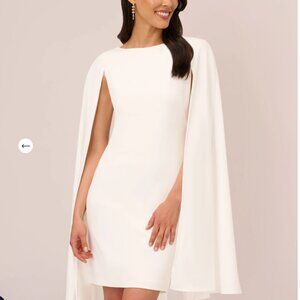 Adrianna Papell Structured Cape Sheath Dress In Ivory Size 16 NWT
